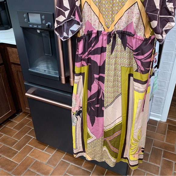 XL Johnny Was Echo Tahlia Silk Dress Yellow Multi - Picture 5 of 10